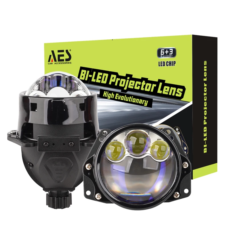 New Super Design AES UX-3 Three Laser Bi LED Projector Lens 75W LED Headlight Strong LED Light car accessories