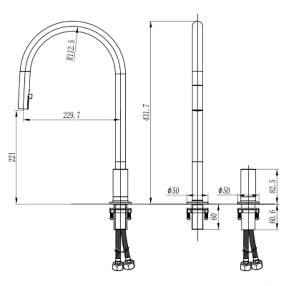 FLG Elegant Kitchen Faucet with Pull Out Spout Tap Water Mixer Desk Mounted LEAD-FREE HIGH ARC Solid Brass