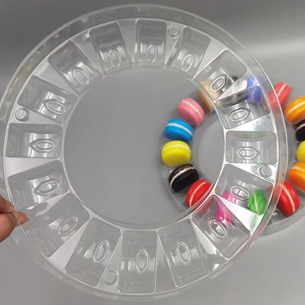 Wholesale PET plastic Blister Clamshell Packaging Boxes for bakery 16 pack macaron box/macaron tray