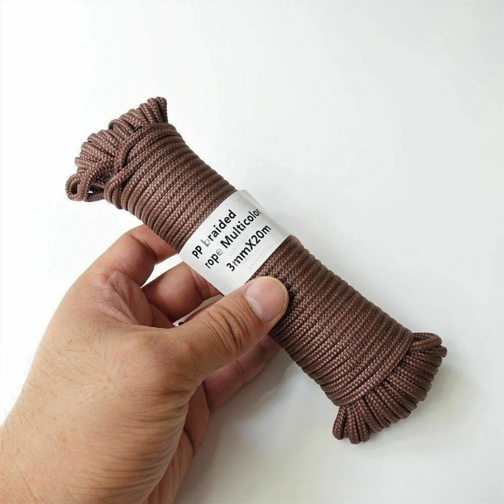 Braided PP Clothes Line Packing Ropes For Home Decoration DIY Hang Tags Outdoors 3mm*20m