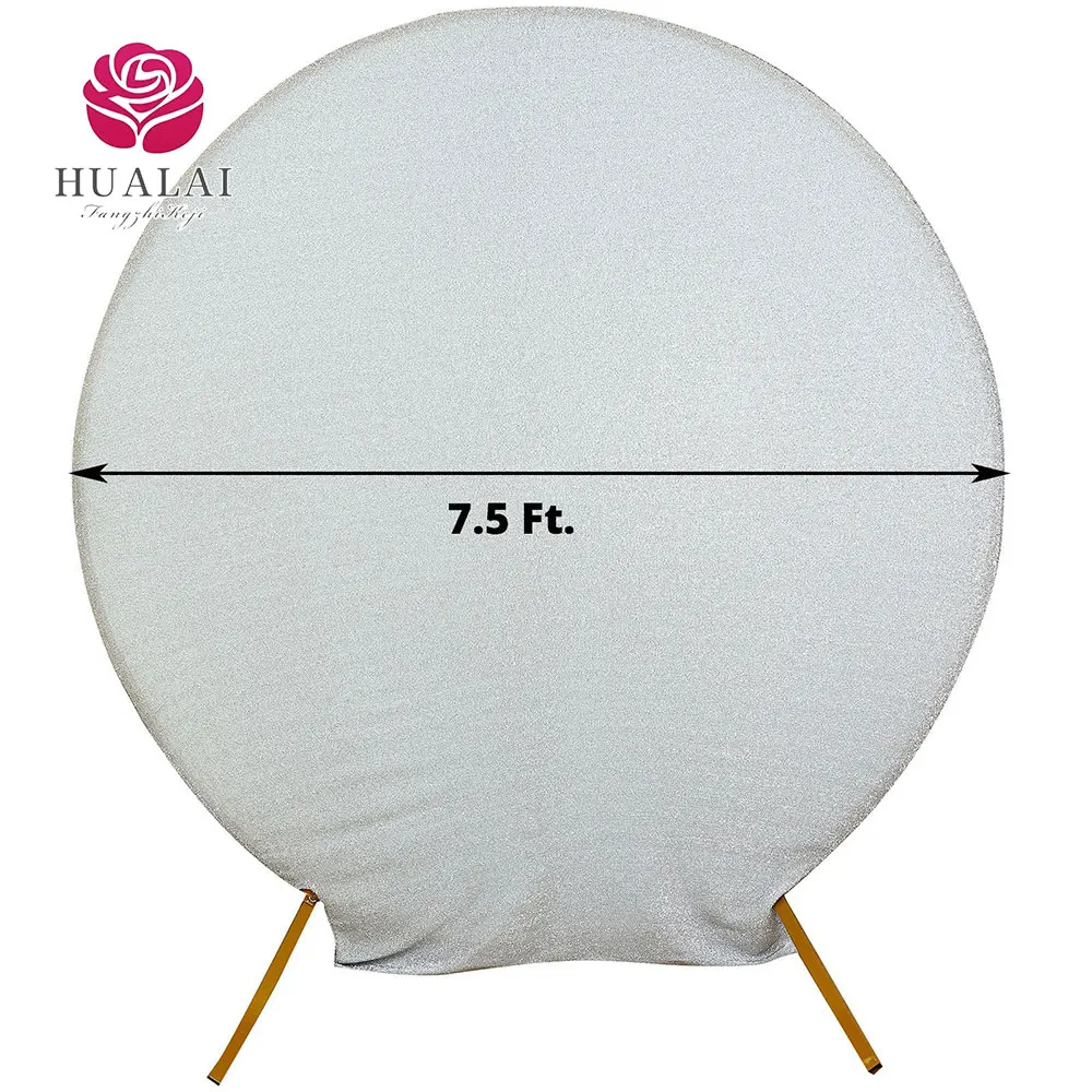 glitter shimmer tinsel metallic sided spandex fit circle round arch backdrop curtain decoration cover for party wedding photo