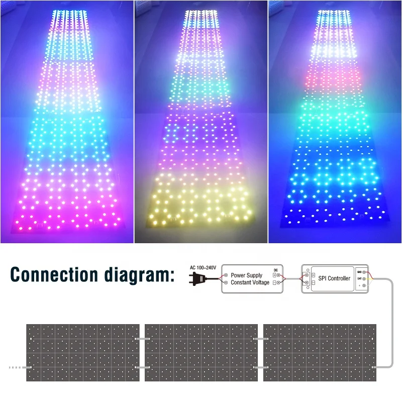 SM16703 32 IC 192leds led display sheet multi color rgb pixels led sheet Full Black PCB led sheet screens for advertising