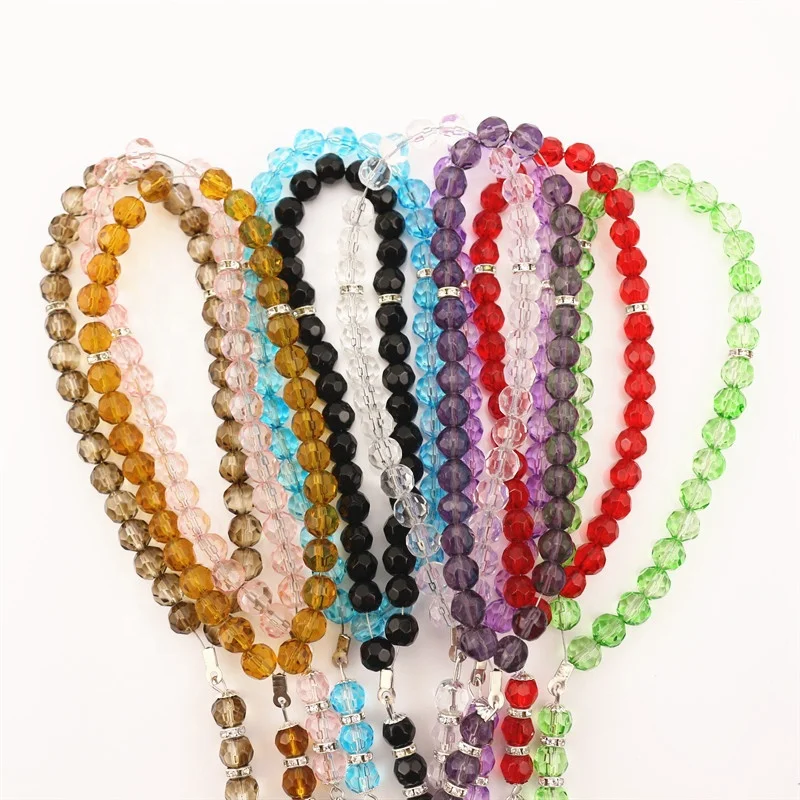 Factory Supply Cheap Price Muslim Rosary Beads Glass Prayer Beads Bracelets 33pcs Crystal Gifts CHRISTIAN Religious Princess Cut