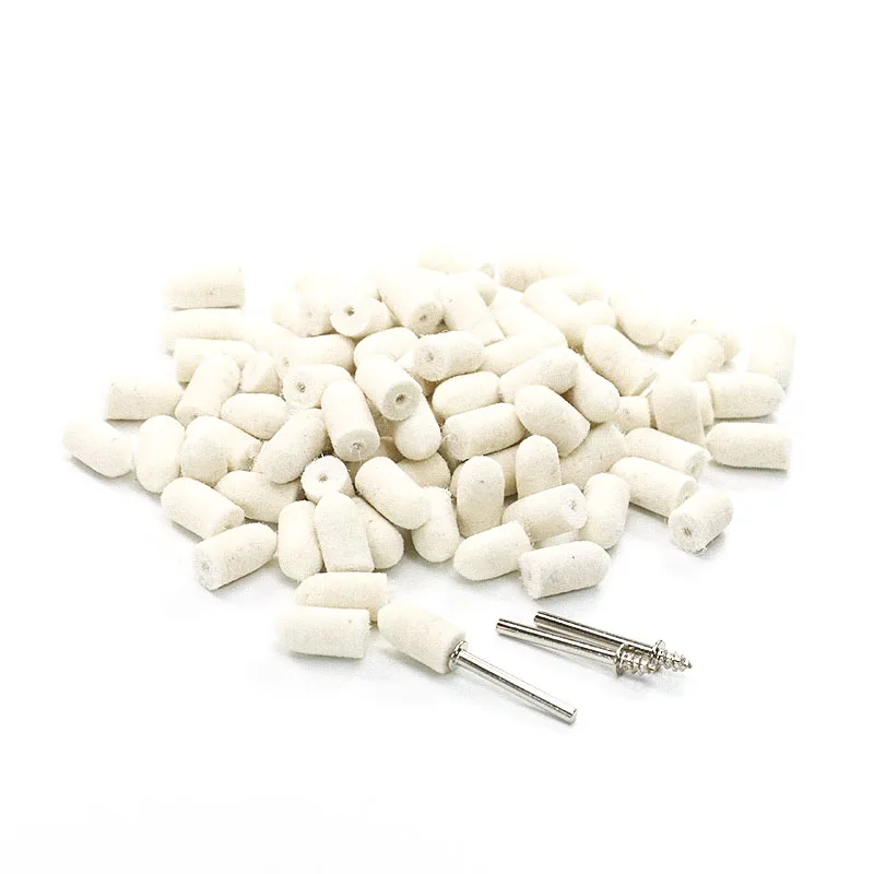Felt Point Polishing Tool Cone polished drill bit wool felt tip spindle white conical Fit 1/8 Inch Shank C-6 MM Cone