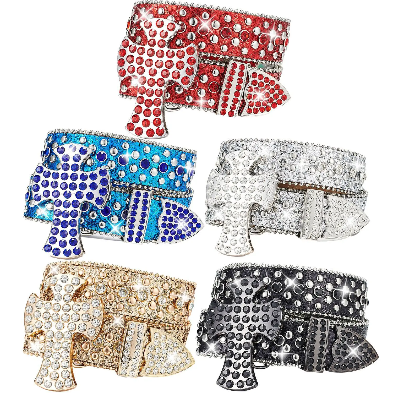 Retro metal buckle western belt bead BB imon belt diamond PU leather strap skull bucklecowboy rhinestone Belts for women