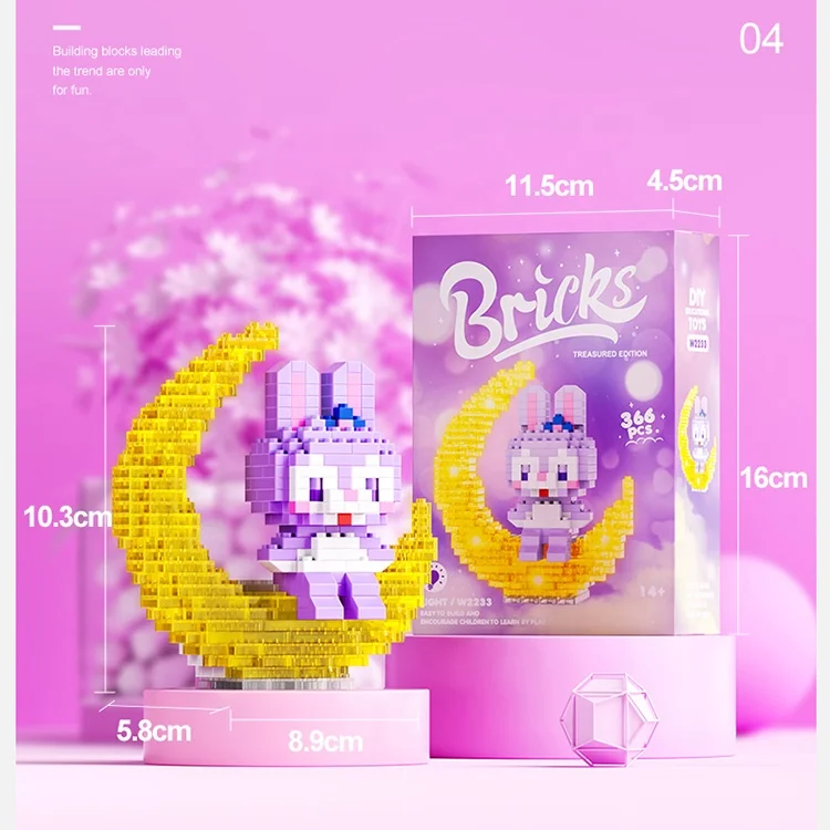 Lele Brother Lighting Moon Cartoon Characters Mini Blocks Children Puzzle Assemble Nano Bricks Toys
