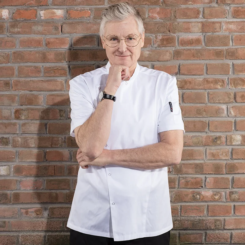 CHECKEDOUT unisex poly cotton half sleeve kitchen chef coat restaurant culinary cook uniforms