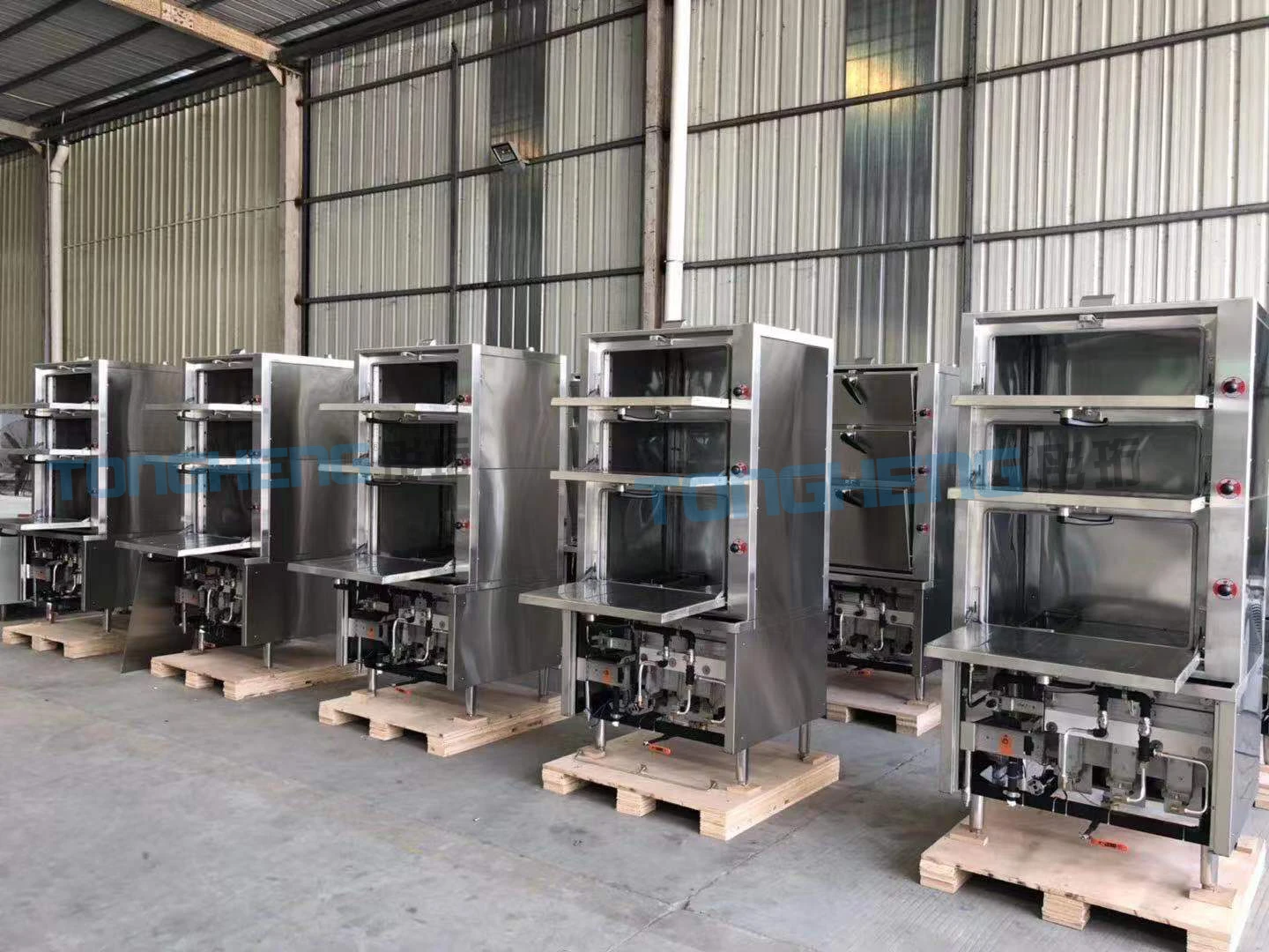 Restaurant Commercial 3 Tiers Gas Crab Dimsum Steamed Ark Rice Seafood Steamer Cabinet