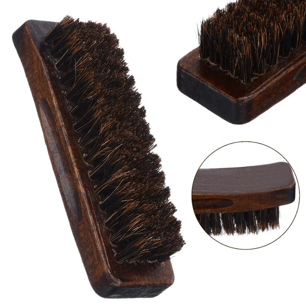 
Practical Professional Wood Horse Hair Shoe Brush Shine Polish Buffing soft Soft shoe brush cleaning brush 