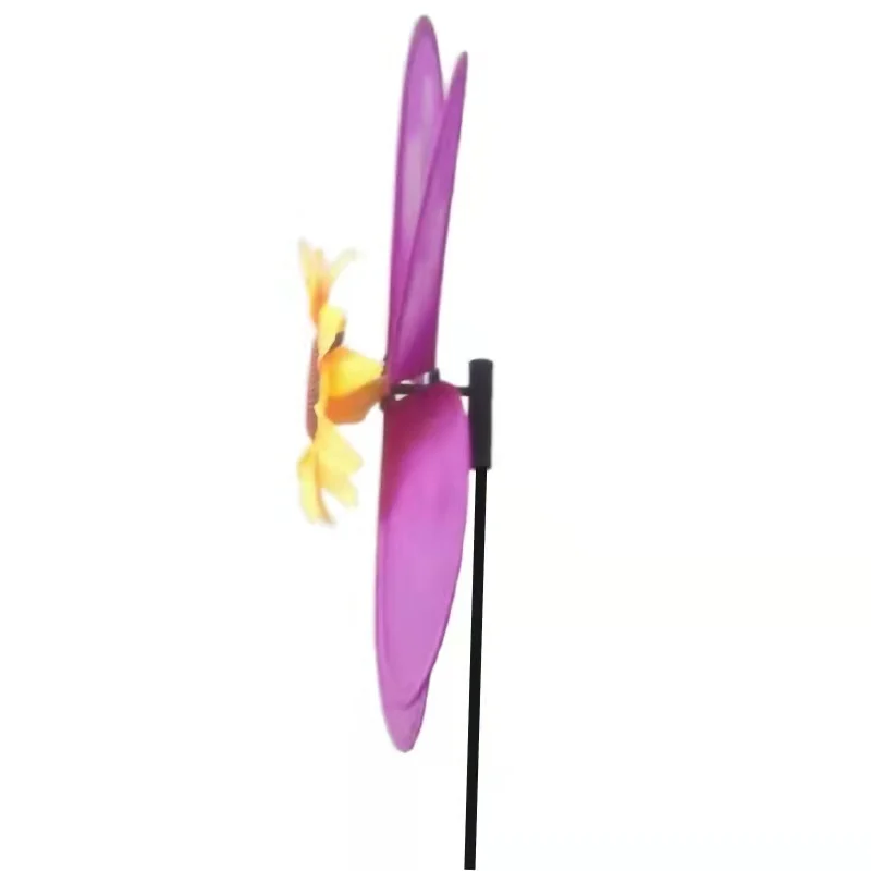 Outdoor Decorative Single Pinwheel Purple Sunflower Shaped Removable Toy Windmill For Sale