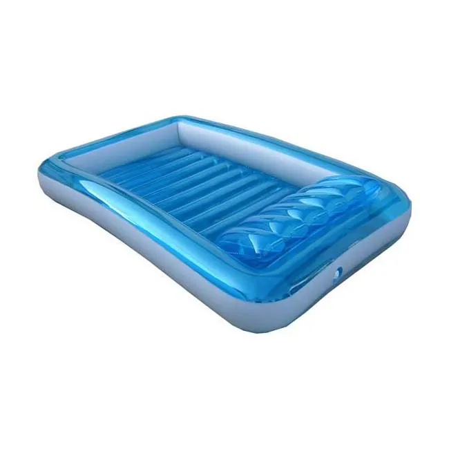 Factory customized PVC OEM transparent inflatable mattress air bed in custom size for Pool, party, beach