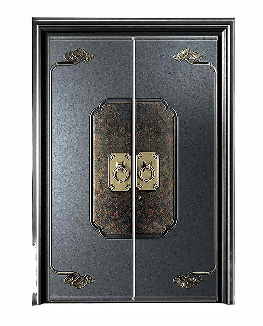 Chinese fine carving cast aluminum door all aluminum profile technology open hinge concealed security door