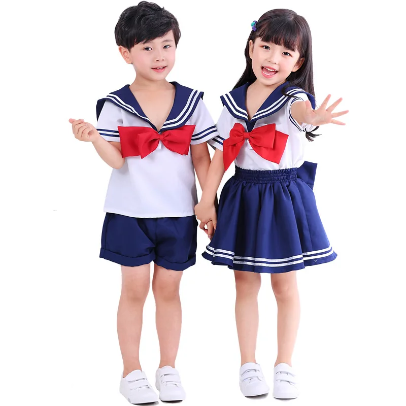Children Naval Costumes Stage Halloween Navy Party Suit Pleated Skirt Costumes For Girls Boys