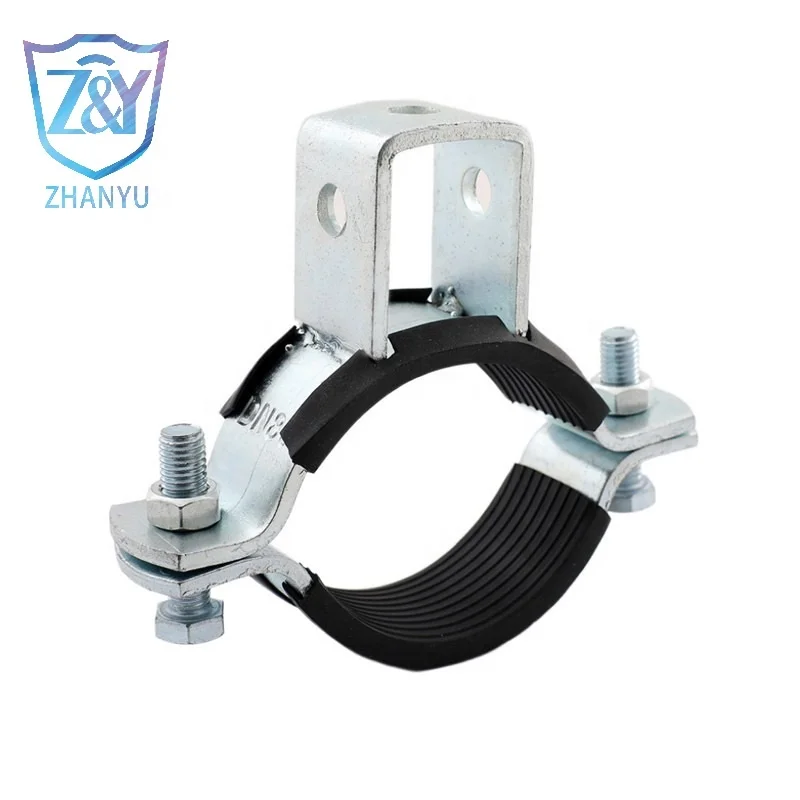 Factory price Heavy Duty Pipe Clamp With Rubber Reinforced Rib