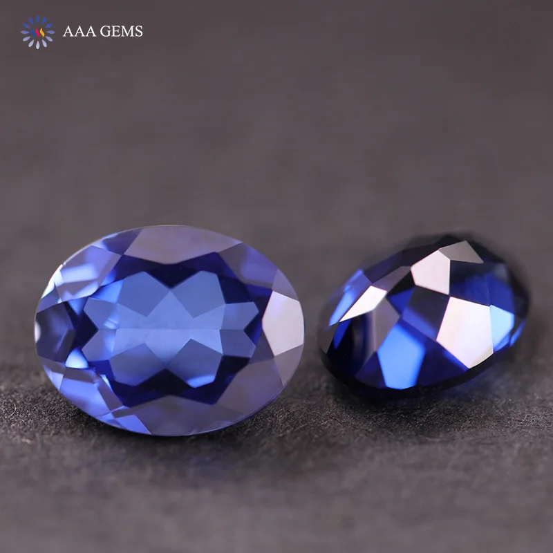 New Arrival Blue Loosestone Gems Synthetic Sapphire Price Per Carat Corundum Oval Shape Blue Sapphire