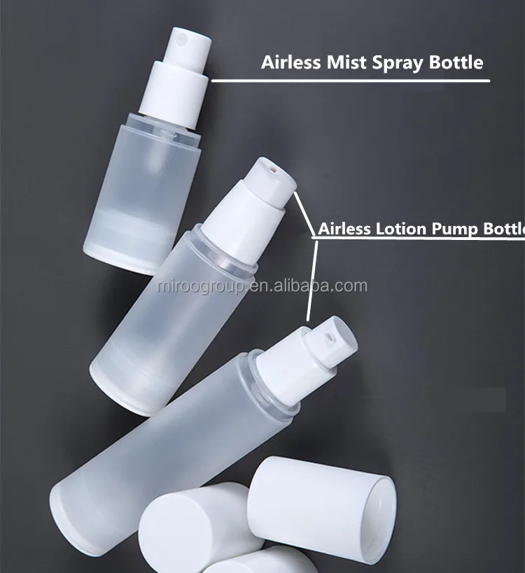 cosmetic packaging 15ml 20ml 30ml 50ml clear frosted airless vacuum bottle/tubes with pump sprayer
