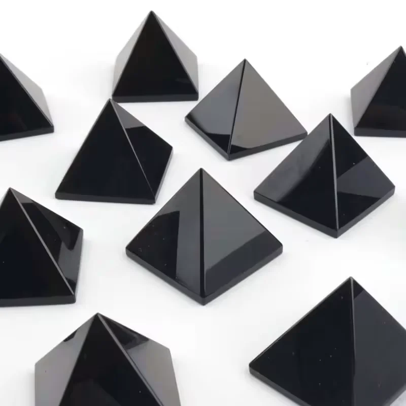 Hot sale healing crystal natural 3cm obsidian pyramid for home decor