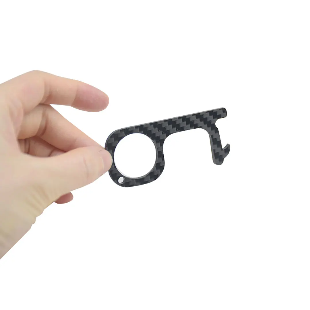 
New contactless carbon fiber self defense keychain tool no touch door handle door opener keychain 