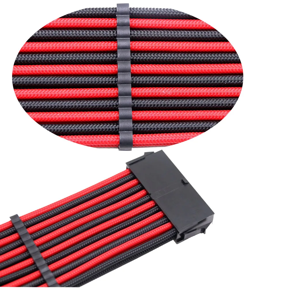 Hot  Sale Product Sleeved Extension Cord 24p Power Supply  Extension Wire Power Cords  30cm 16AWG Nylon ODM Extension Cable