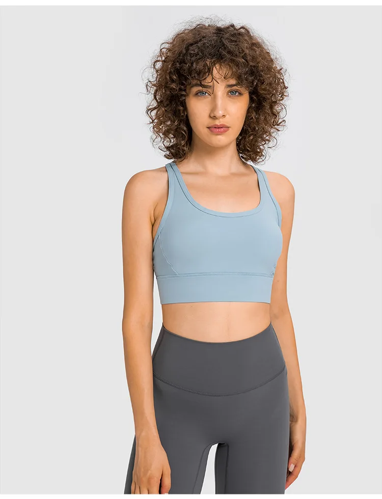 New 2022 Women Mesh Blank Sports Vest Shockproof Sports Bra Quick Dry Yoga Fitness Crop Tops