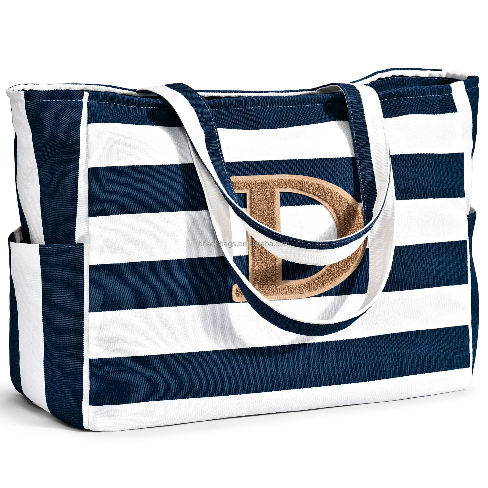 Custom Soft Handle handbags luxury torebka beach tote bag  Prefect Gift Bag for Women dark blue stripe tasche frauen beach bag