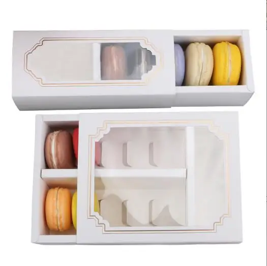 Macaron Boxes with Clear Window for 10 White Macaron Cookie Gift Box DIY Baking Truffles Desserts Mini  Treat Delivery Box
