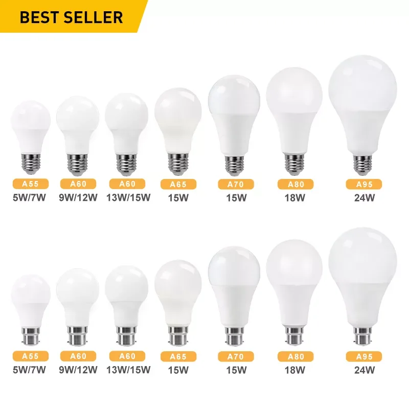 OEM custom Wholesale 3w 5w 7w 9w 12w 15w 18w Led B22 E27 6500k Electric Energy Saving Led Bulbs