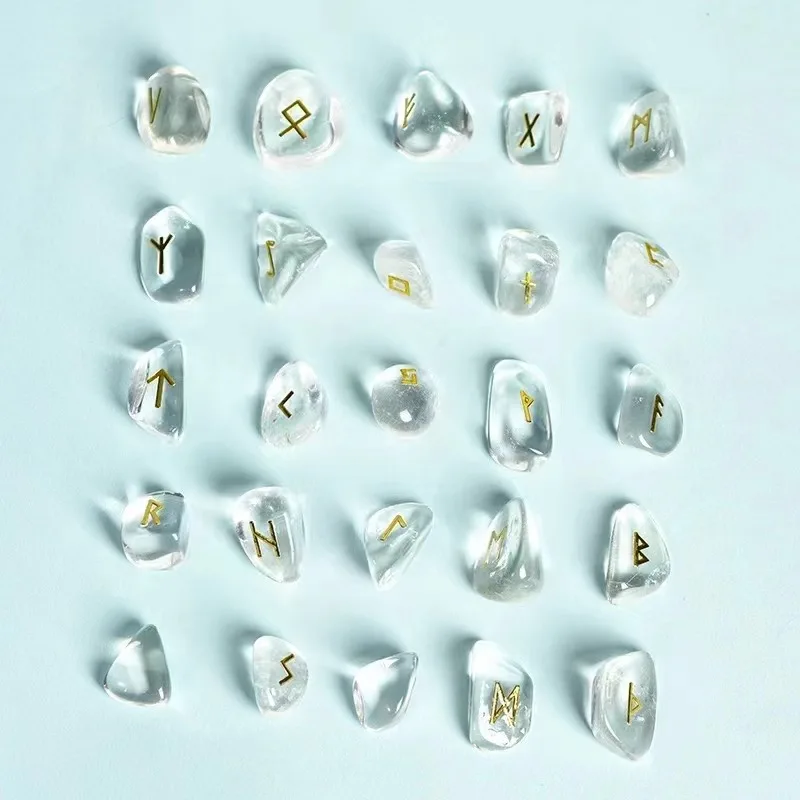 Wholesale metal stickers Germanic Runes Runes Natural crystal oval tablet runes