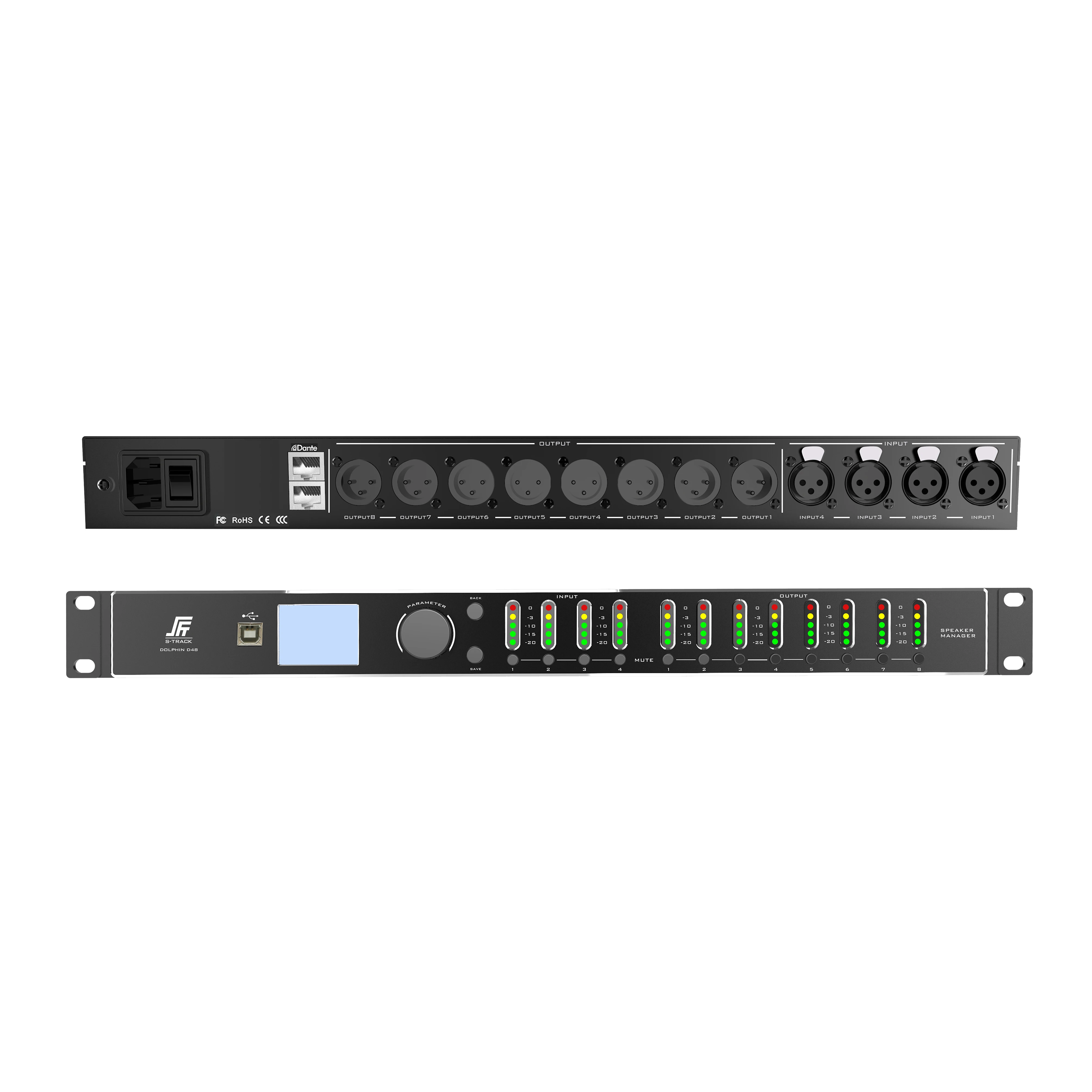 4 Input 8 Output conference room sound DSP system,digital speaker management