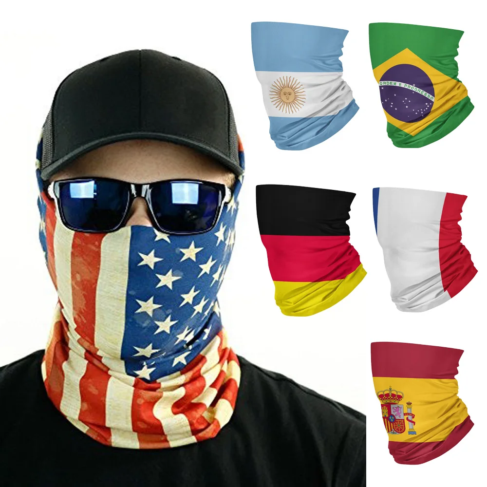 32 Countries National Flags Multifunctional Face Bandana Seamless Tube Neck Gaiter Scarf For World Cup 2022 Qatar