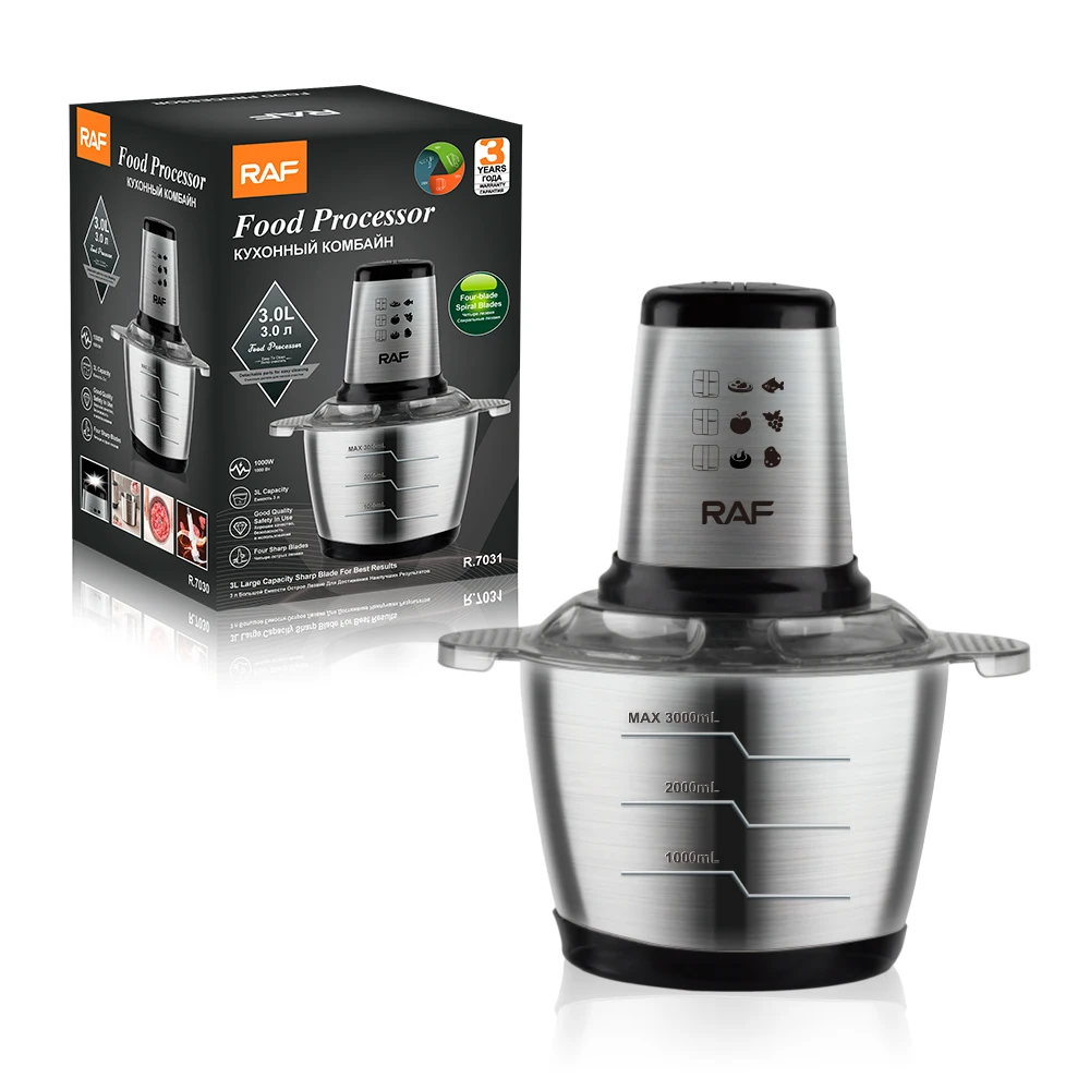 RAF 1000W 3L Multifunctional Four Spiral Stainless Steel Blade Blender Kitchen Electric Meat Grinder Food Processor