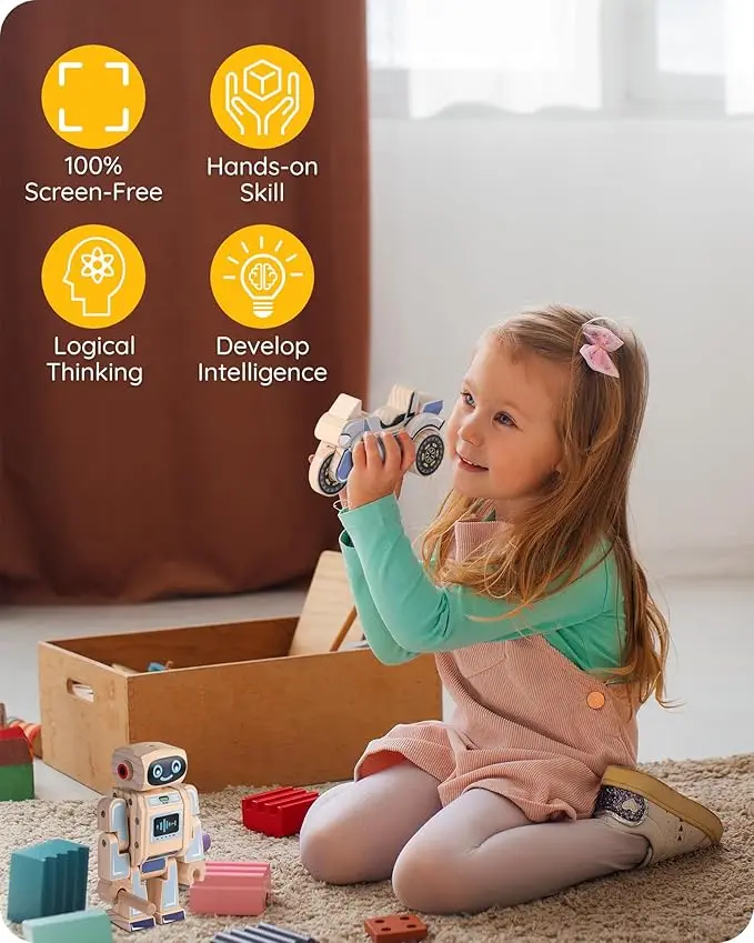 Wooden Robot Assembly Toy Set Gift for Kids Woodworking Crafts Projects for Boys and Girls Woodcrafts