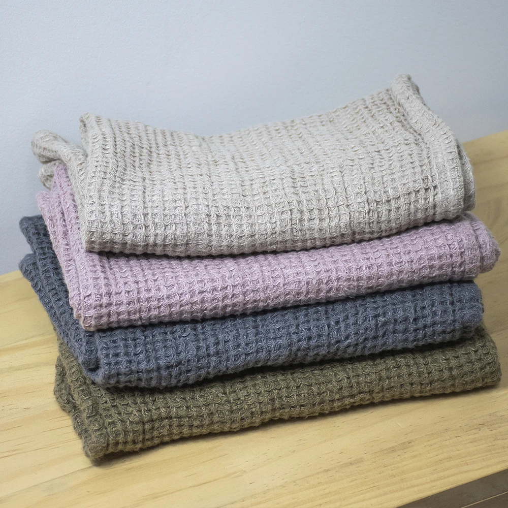 Wholesale Price Waffle Pure Linen 100% white soft feeling Bath Towels