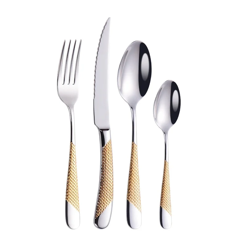 Wedding Gold Cutlery Stainless Steel Flatware Sets Dubai Knife Spoons and Forks Set Cutleries For Restaurants Luxury Tableware