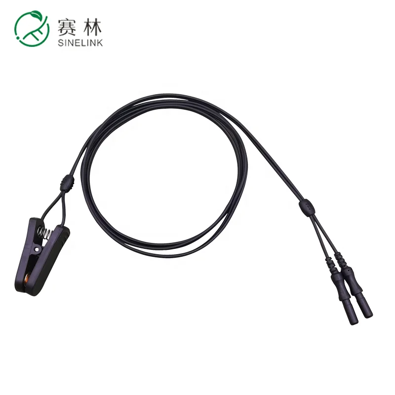 Reusable Gold Plated Bipolar Ear Clip Electrode With DIN 1.5mm Connector