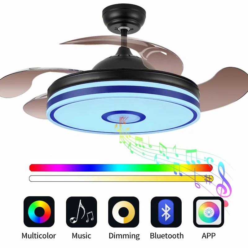 Ventilador de techo con luz светодиодные лампы 36 Вт мотор-редуктор постоянного тока y Altavoz 3 tonalidades memoria ООРА retractiles 6 velocidades пульт дистанционного
