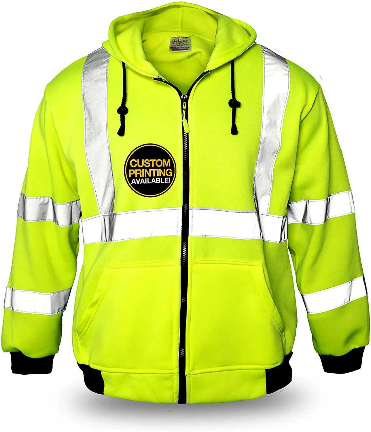 Safety Fleeced High Visibility Reflector Hoodie Class 3 Reflective Winter Work Jacket