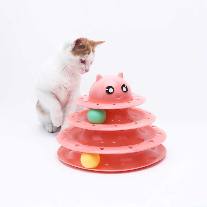 Высококачественная пластиковая игрушечная Вертушка для кошек игрушка трехслойная