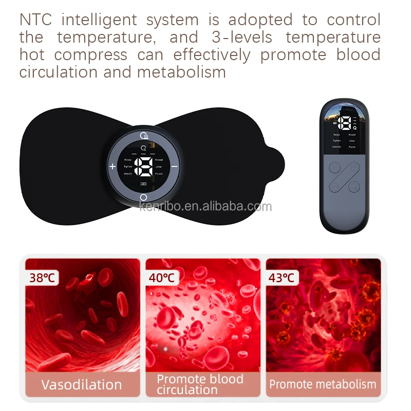 rechargeable wireless electric mini smart tens ems pulse neck cervical vertebra massager sticker heating massager patch