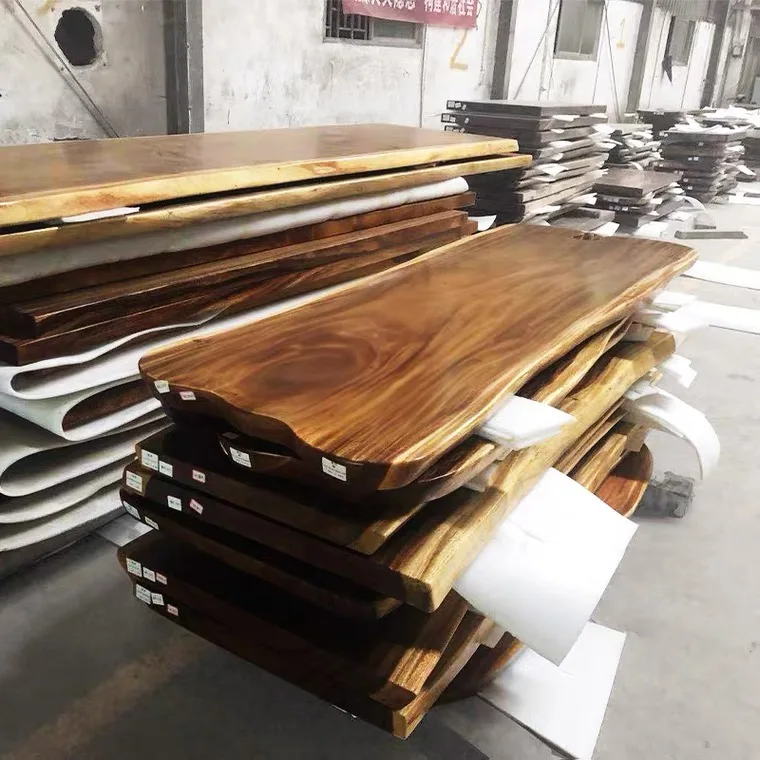 South America  natural shape table top live  wood slab dining table