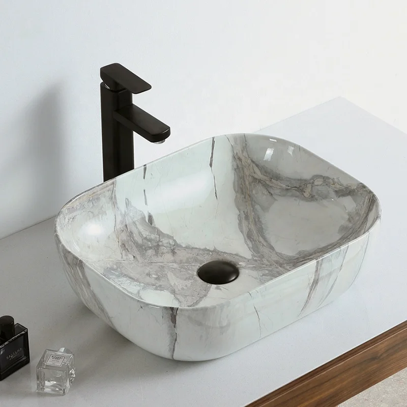 Bathroom sinks ceramic grey stone grain above counter wash basin lavatory art basin