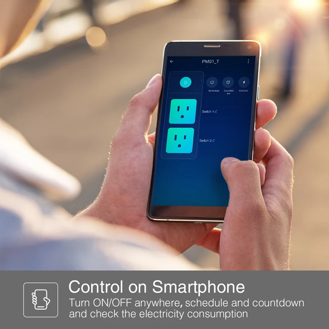 Wi-Fi Smart Wall Outlet with 2 Plugs and Wireless App Control, Compatible with Alexa and Google Home, WiFi Smart Outlet, 2 Pack