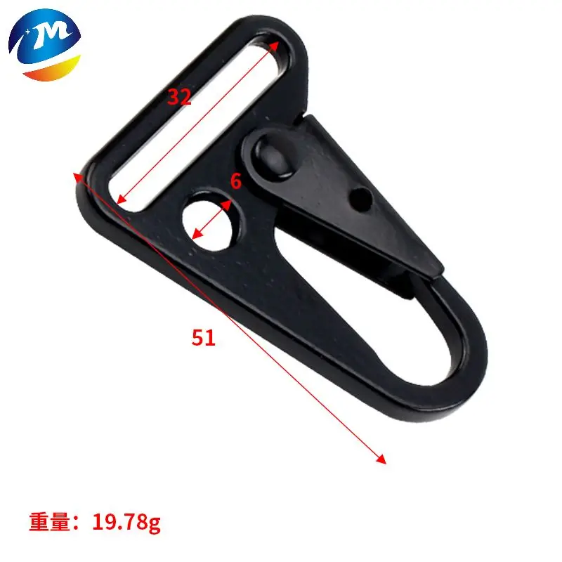 Multi Sizes Metal Snap Clip Black Olecranon Hook High Quality Zinc Alloy Metal Bag Buckle Spring Carabiner Tactical Clasps