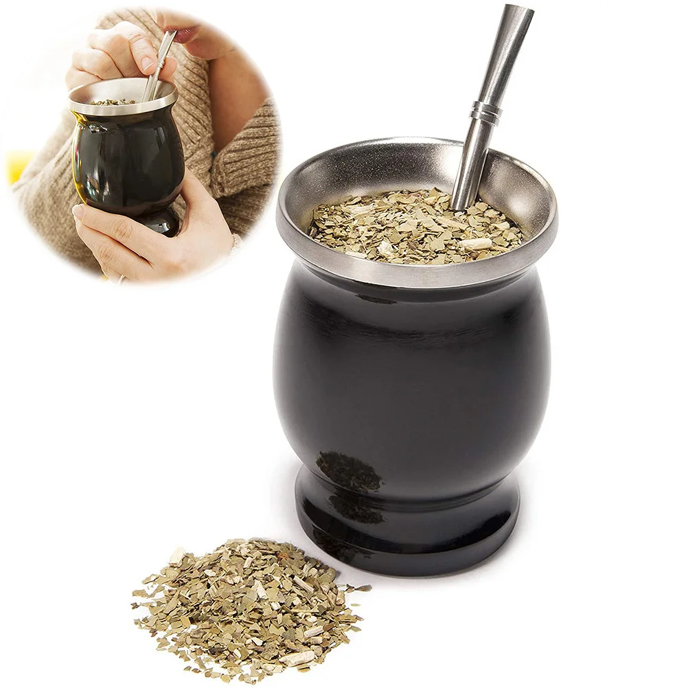 Caspian RTS Hot Argentine Yerba Mate Cup Stainless Steel Double Wall Yerba Mate Gourd with Bombilla Straw