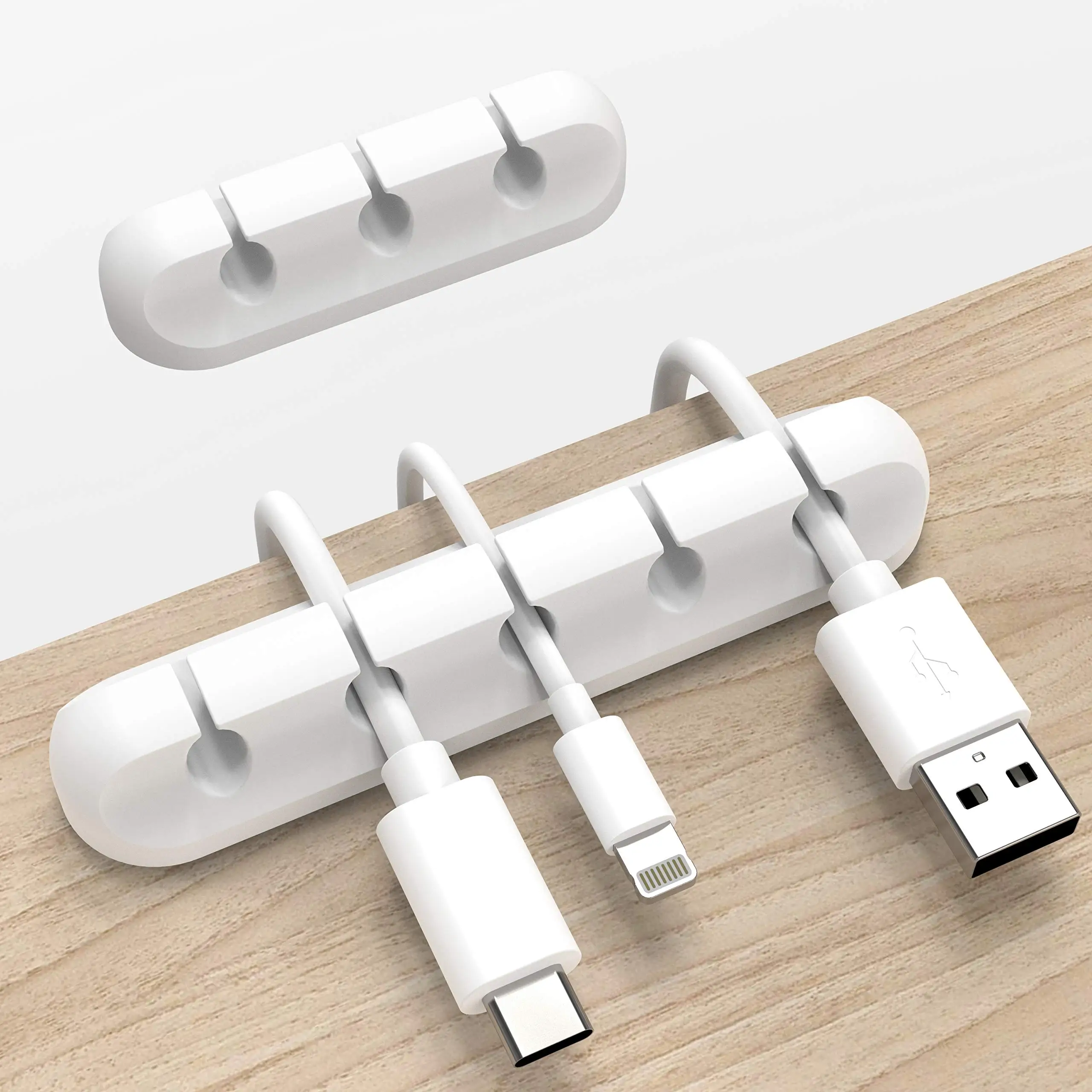 White Cable Clips Cord Desk Organizer Cable Management Organizers USB Cable Holder For Desk Car Home and Office
