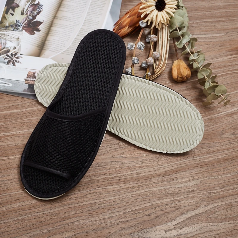 High Grade Customized Color 100% Cotton for adult Custom OEM Service Mesh Fabric Hotel Slipper