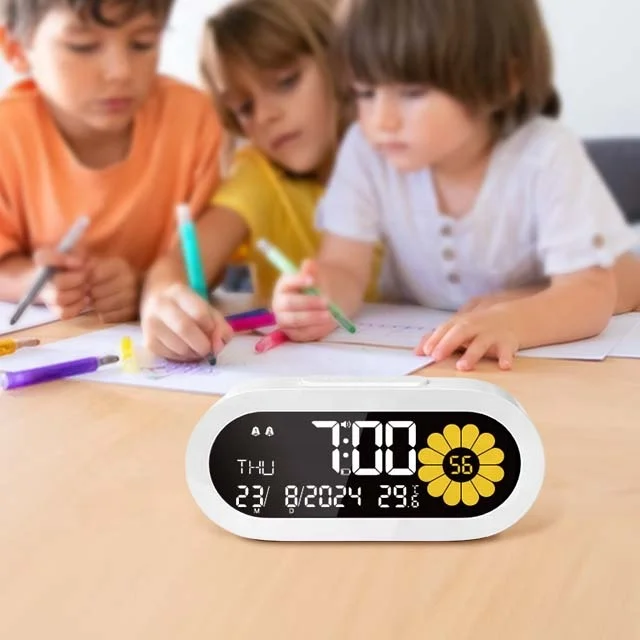 Multi-function clock VA two-color LCD screen Dual alarm 4 ringtones 12/24 hour temperature switch