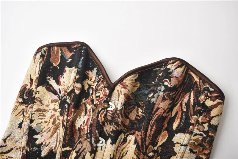 OUDINA New Oil Painting Style Corset Strappy Bone Chest Waist Trainer Femme Corset For Women Corset Top