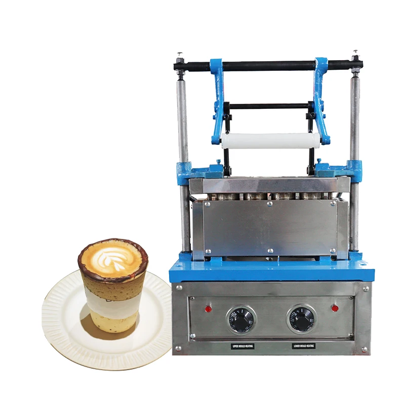 Automatic Ice Cream Cone Muffin Making Eatable Edible Biscuits Coffee Cup Cake Tartlet Eggtart Shell Waffle Maker Machine