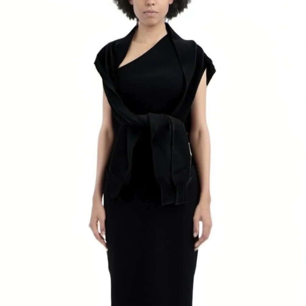 OEM Custom Elegant Evening Wear Asymmetrical Neckline Short Sleeves Knitted Long Dress Summer Autumn Winter